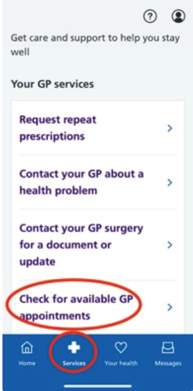 Using the NHS App to make an appointment